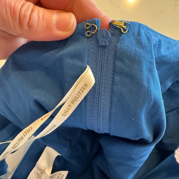 NWT Lilly Pulitzer Barton Blue Stretch Top Adjustable Straps Ribbon Detail / 0 - Picture 9 of 13